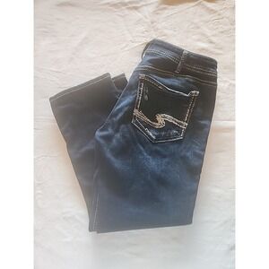 Silver Jeans Womens 33 x 22.5 Suki Capri Mid Rise Dark Wash